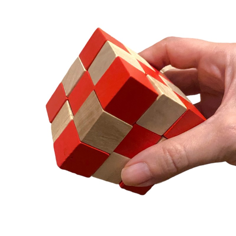 Drewniana kostka wąż 3D łamigłówka logiczna 1 szt.