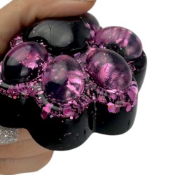 Gniotek łapka czarna galaxy z kolorowym brokatem