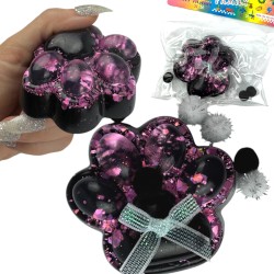 Gniotek łapka czarna galaxy z kolorowym brokatem