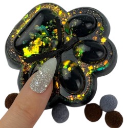 Gniotek łapka czarna galaxy z kolorowym brokatem