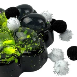 Gniotek łapka czarna galaxy z kolorowym brokatem