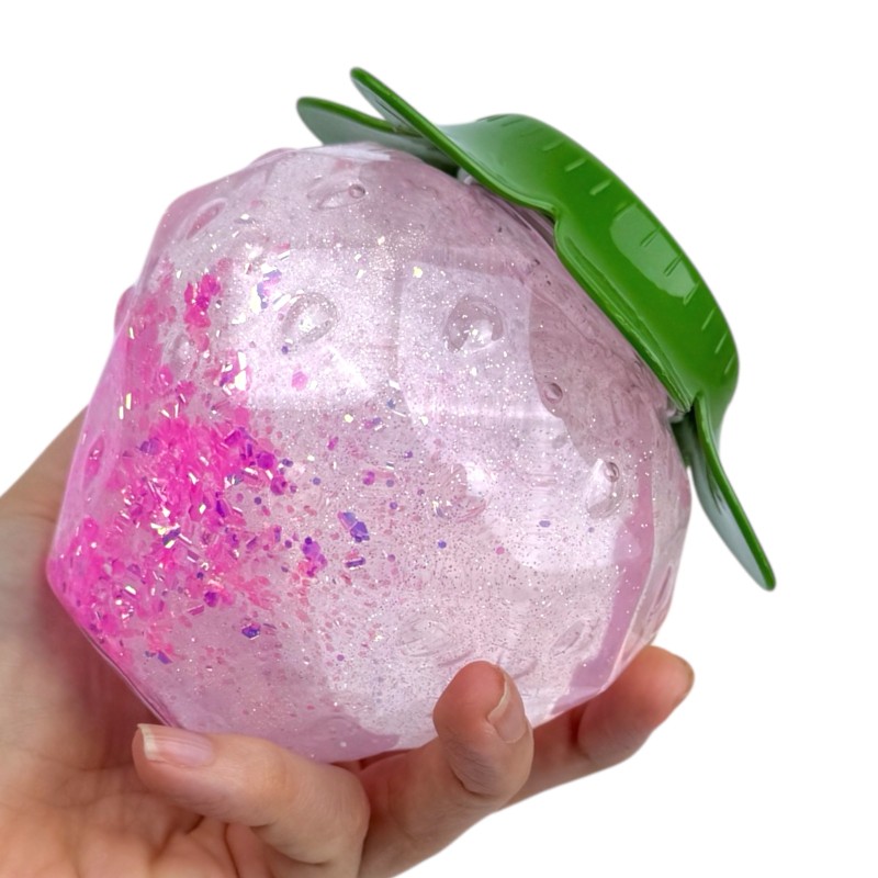 Glitterowy slime w truskawkowym słoiczku Duża Truskawka