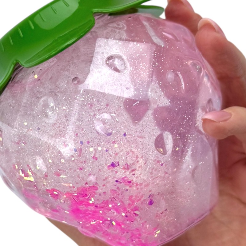 Glitterowy slime w truskawkowym słoiczku Duża Truskawka
