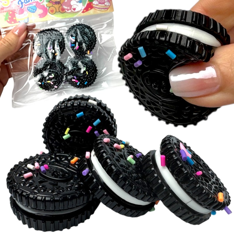 Gniotek Squishy Mini Oreo Zestaw 4 sztuki z kolorową posypką