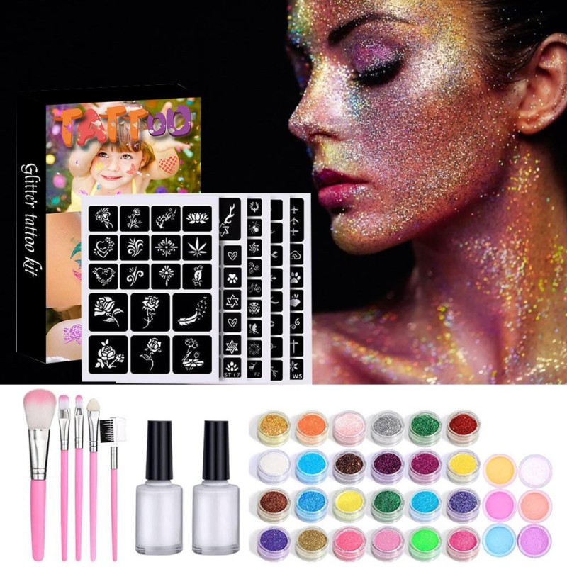 copy of Zestaw do robienia tatuaży Tatuaże brokatowe BROKATY Tattoo Glitter Kit