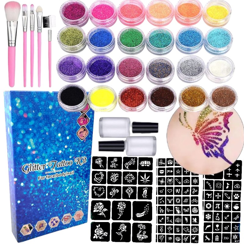 copy of Zestaw do robienia tatuaży Tatuaże brokatowe BROKATY Tattoo Glitter Kit