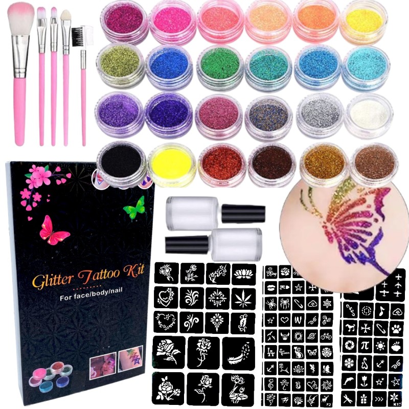 copy of Zestaw do robienia tatuaży Tatuaże brokatowe BROKATY Tattoo Glitter Kit