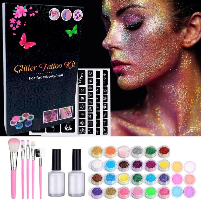 copy of Zestaw do robienia tatuaży Tatuaże brokatowe BROKATY Tattoo Glitter Kit