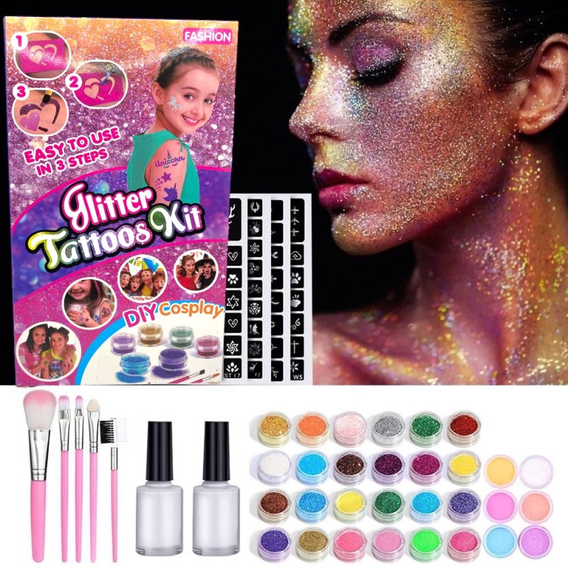 copy of Zestaw do robienia tatuaży Tatuaże brokatowe BROKATY Tattoo Glitter Kit