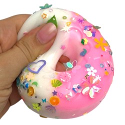Squishy Donut z Cekinami i Pomponami 7,5cm