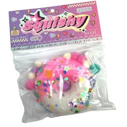 Squishy Donut z Cekinami i Pomponami 7,5cm