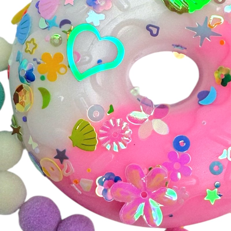 Squishy Donut z Cekinami i Pomponami 7,5cm