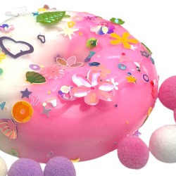 Squishy Donut Ciastko z Cekinami i Pomponami 7,5cm