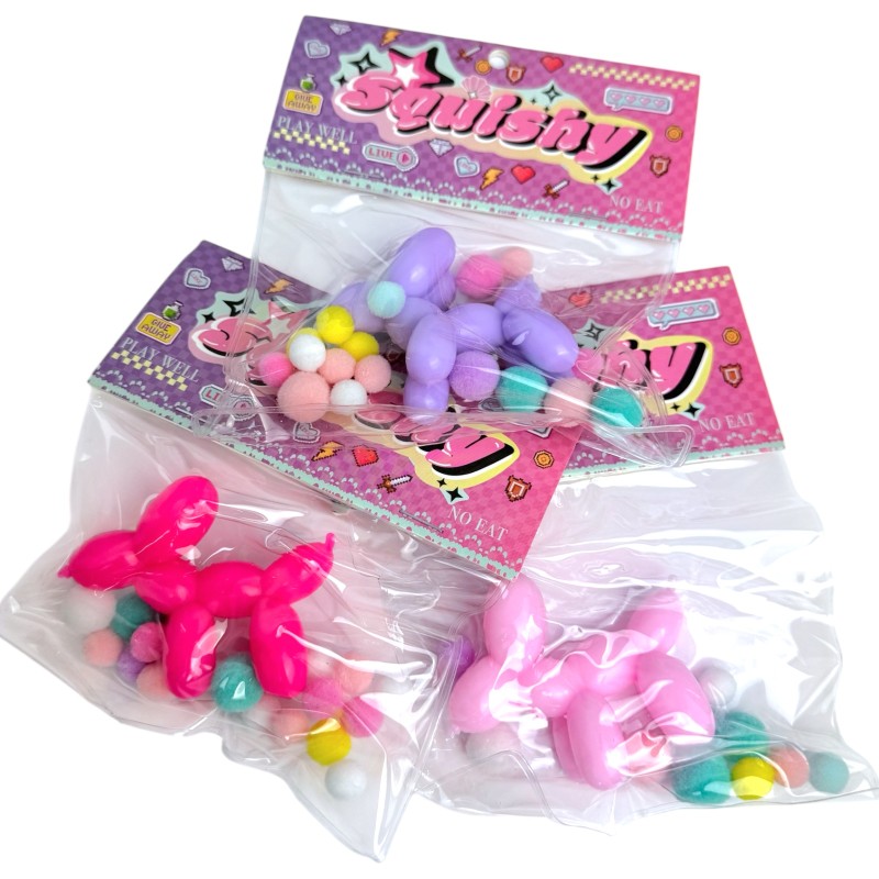 Gniotek Taba piesek balonik z pomponikami 7x6cm