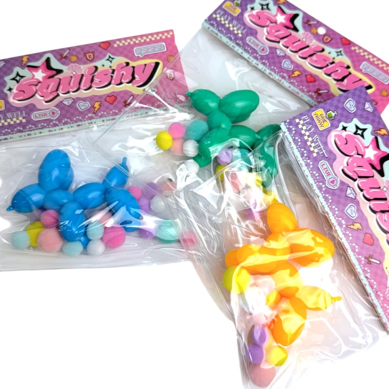 Gniotek Taba piesek balonik z pomponikami 7x6cm