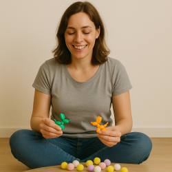 Gniotek Taba piesek balonik z pomponikami 7x6cm