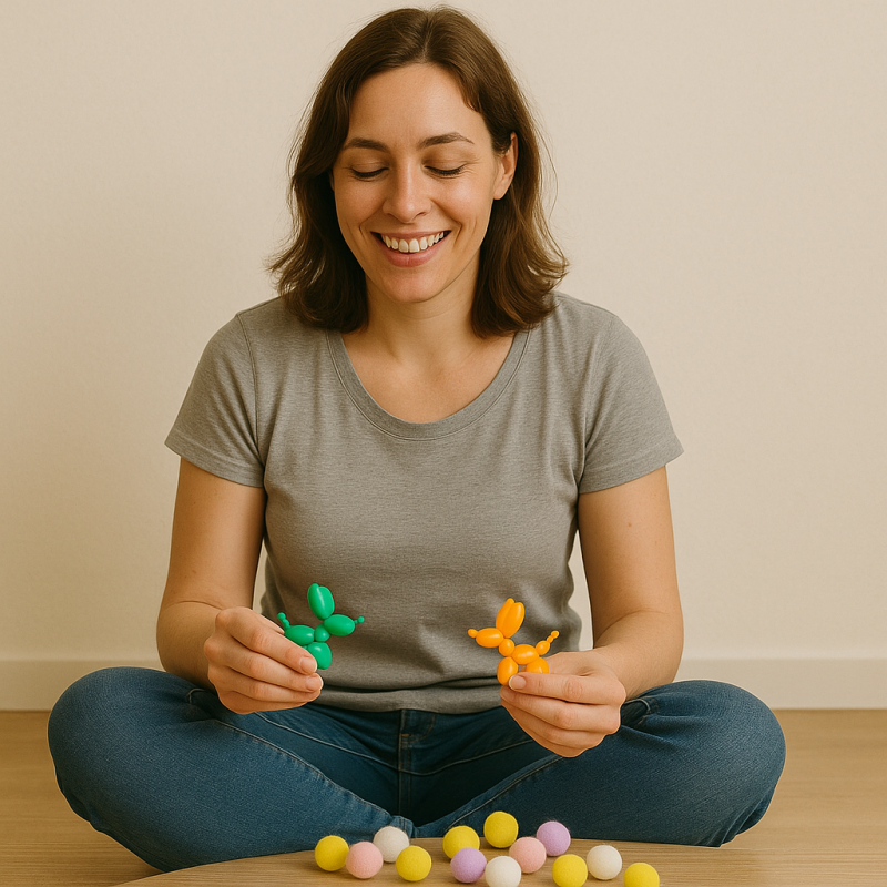 Gniotek Taba piesek balonik z pomponikami 7x6cm