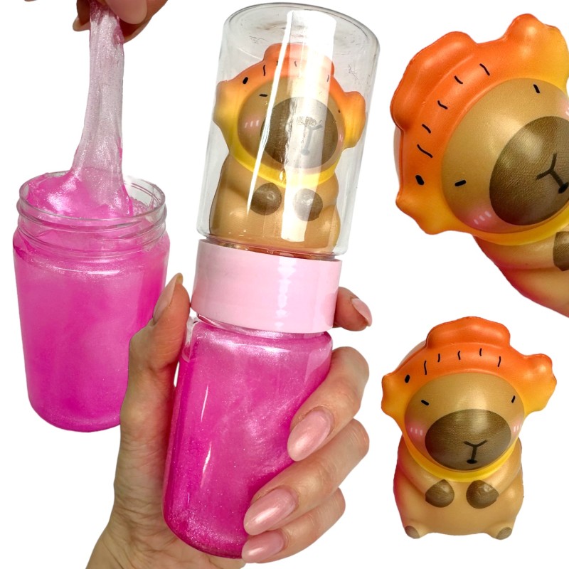 Slime z gniotkiem kapibara 1 sztuka różowy