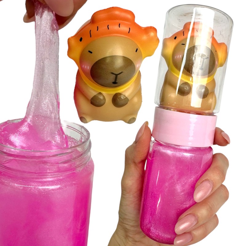 Slime z gniotkiem kapibara 1 sztuka różowy