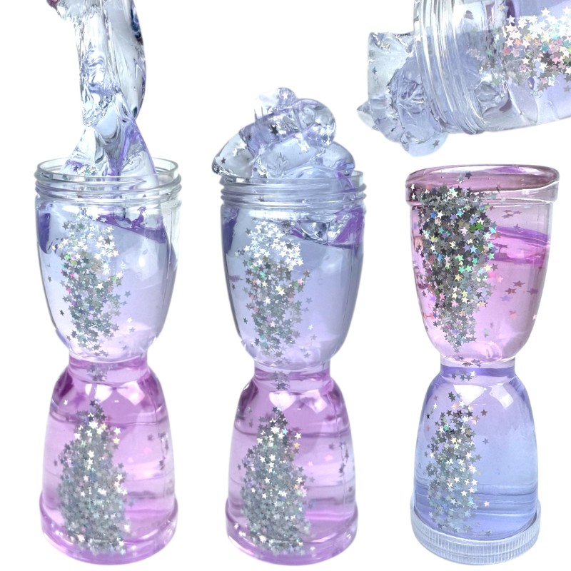 Slime Galaktyczny z Gwiazdkami HOLO klepsydra 15cm