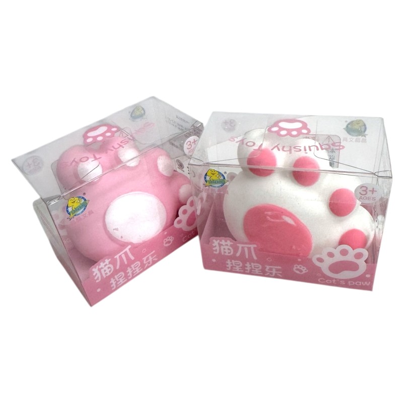 Gniotek kocia łapka Squishy różowa i biała 8x7x5cm