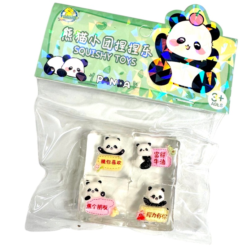 Gniotki Squishy z Pandami 4 Sztuki Kawaii