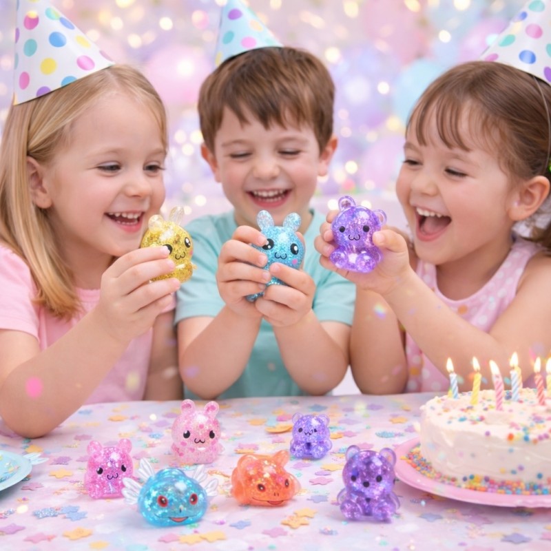 Zestaw 12 gniotków maltoza zwierzaki miś królik kotek aksolotl 6 cm