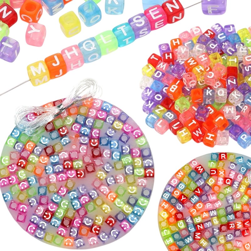 Gniotek slime z kolorowymi koralikami literki i emotki 1 zestaw