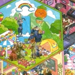 Wyklejanka Układanka z naklejkami 5D roombox Zootopia Scenki Domki 8 scen