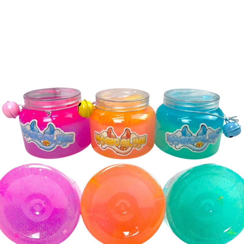 Slime z dzwoneczkiem pastelowo tęczowy zestaw 3 sztuki