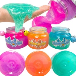 Slime z dzwoneczkiem pastelowo tęczowy zestaw 3 sztuki
