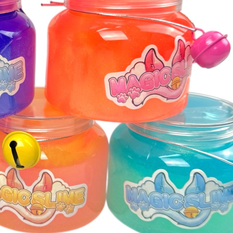 Slime z dzwoneczkiem pastelowo tęczowy zestaw 3 sztuki