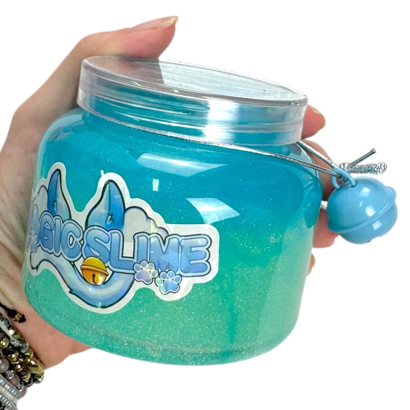 Slime z dzwoneczkiem pastelowo tęczowy zestaw 3 sztuki