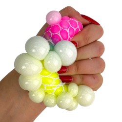 Gniotek antystresowy tęczowa kula 6 cm w siatce