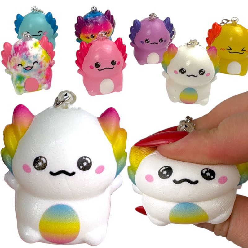 Gniotek squishy aksolotl 1 szt. piankowy brelok antystresowy