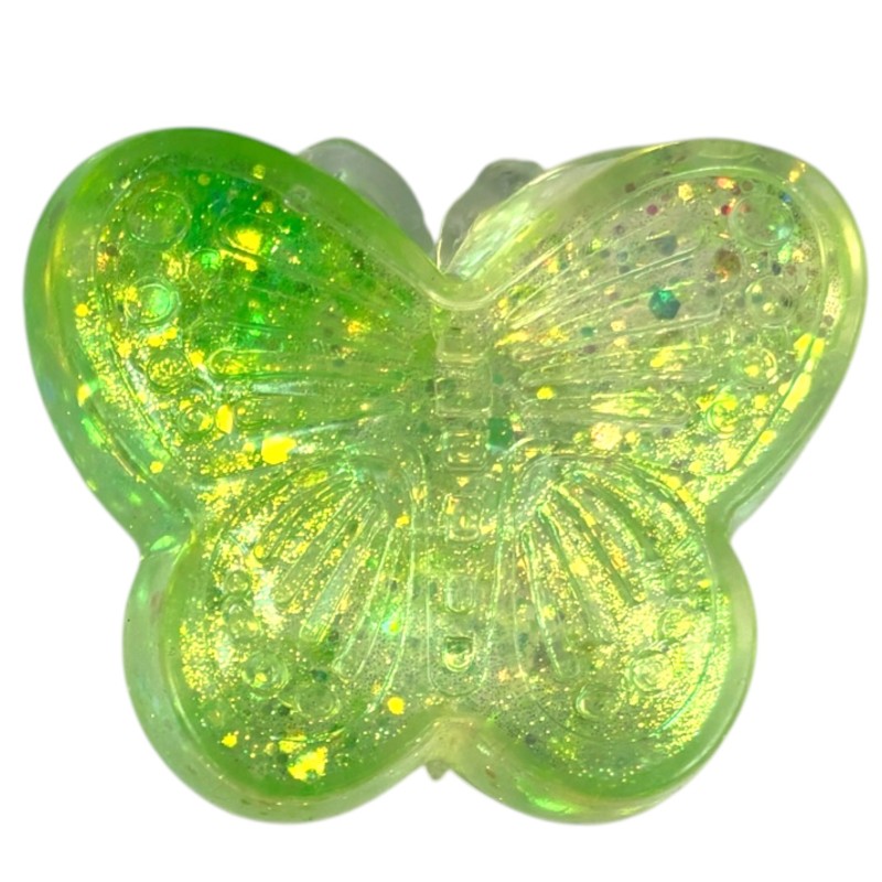 Gniotek antystresowy żelowy motyl brokatowy 7x8 cm