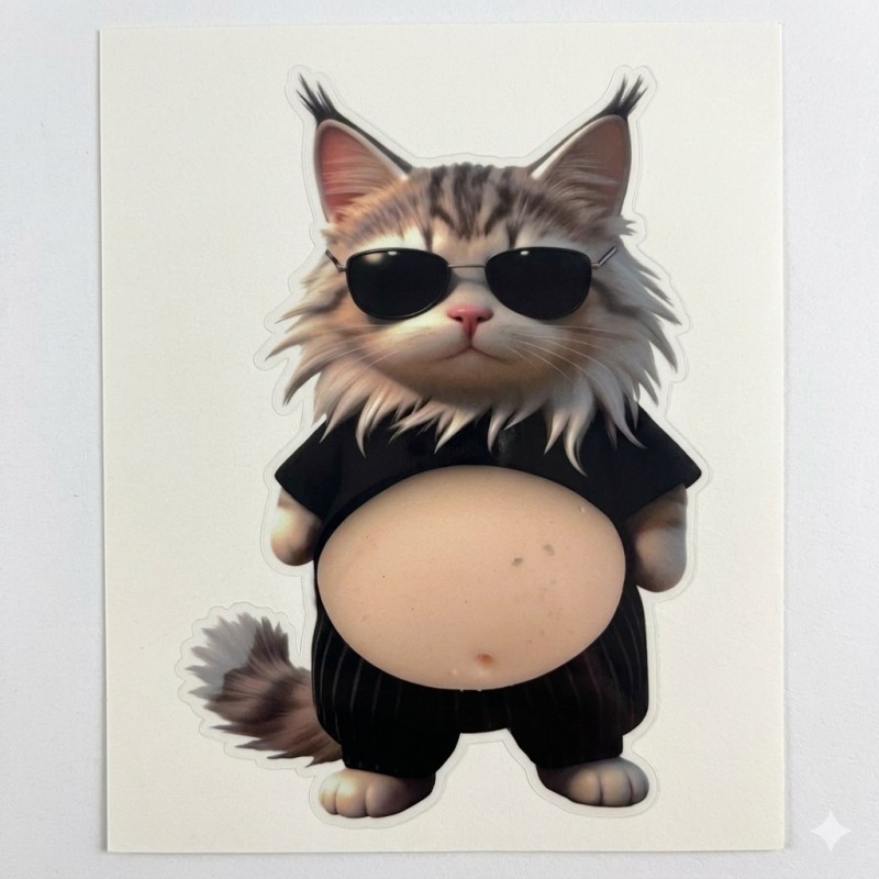 Mochi gniotek naklejka 3D kot z brzuszkiem antystresowy 1 szt.