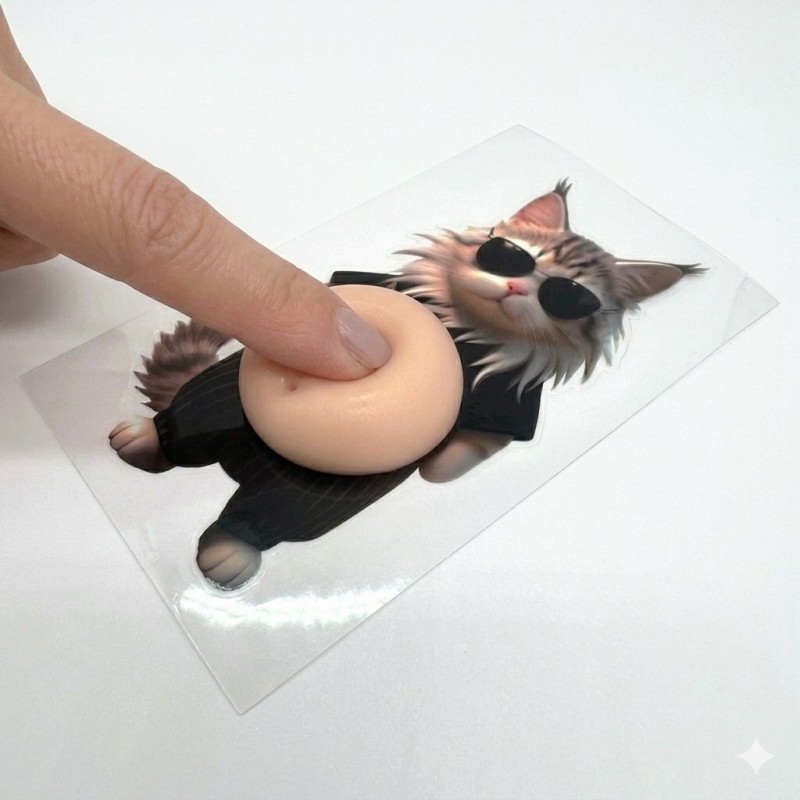 Mochi gniotek naklejka 3D kot z brzuszkiem antystresowy 1 szt.