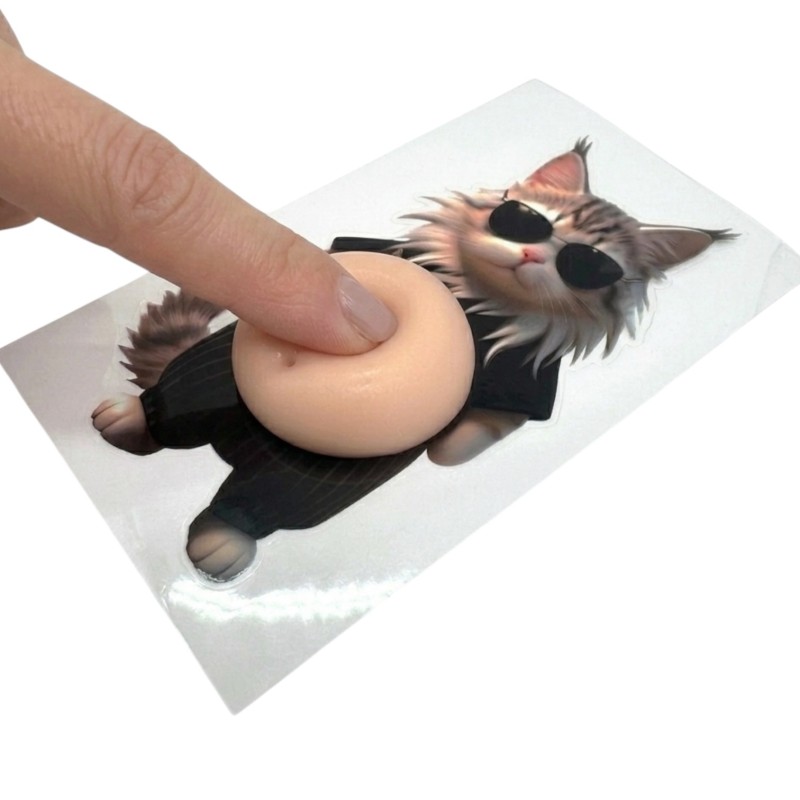 Mochi gniotek naklejka 3D kot z brzuszkiem antystresowy 1 szt.
