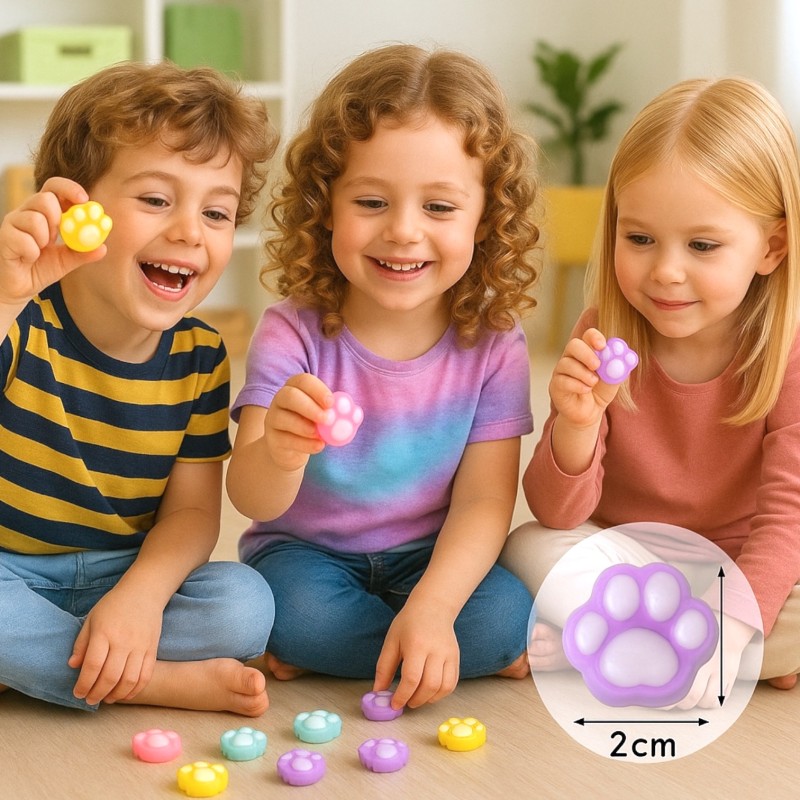 Zabawka Squishie Kocia Łapka 25 szt sensoryczne gniotki w woreczku